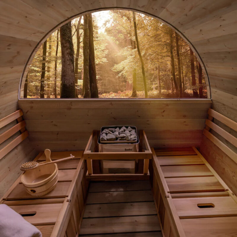 Dundalk 7' x 8' Knotty Cedar Barrel Sauna - Image 3