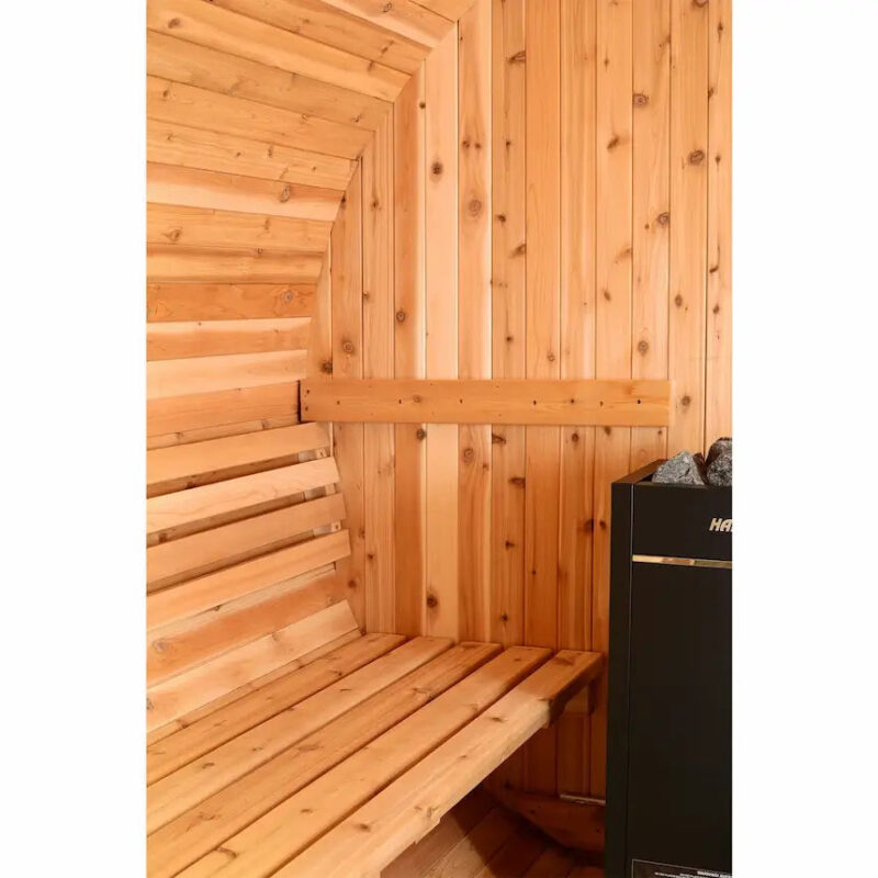 Almost Heaven 7′ x 6′ Essex 4-Person Barrel Sauna - Image 7