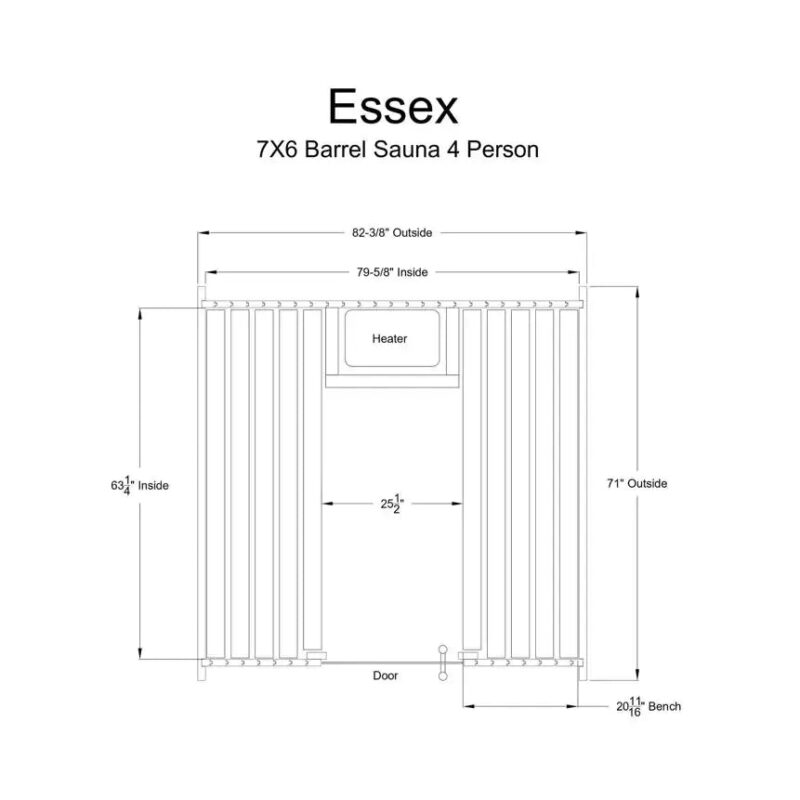 Almost Heaven 7′ x 6′ Essex 4-Person Barrel Sauna - Image 10