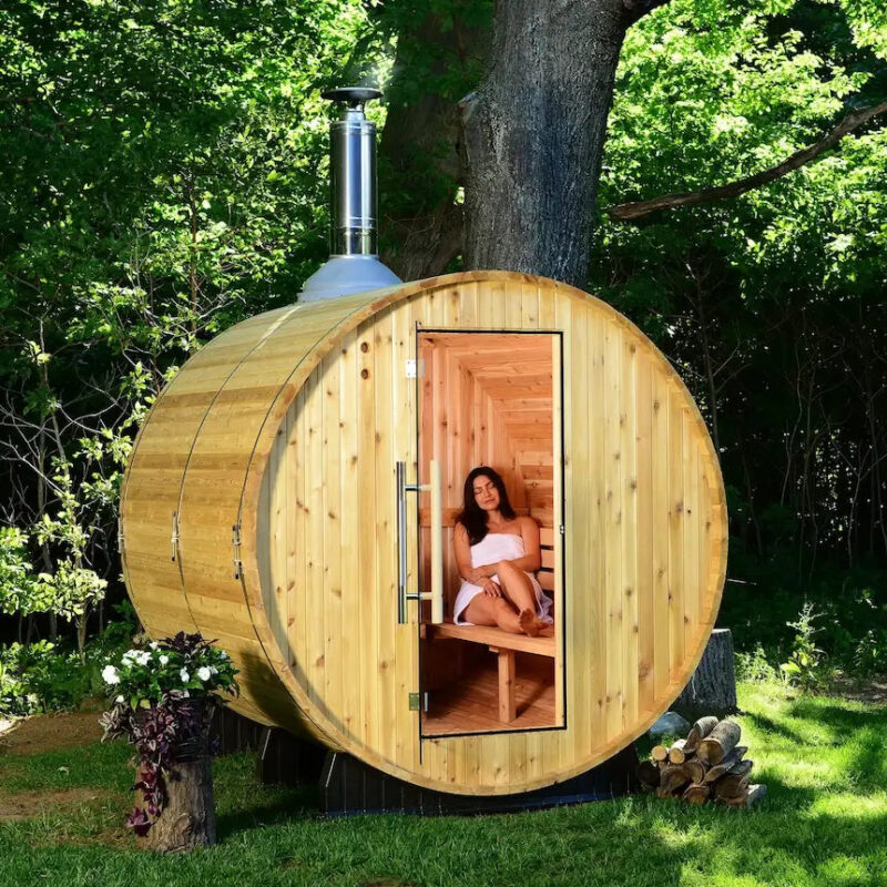 Almost Heaven 7′ x 7’ Seneca 6-Person Barrel Sauna - Image 12