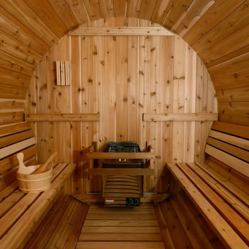 Almost Heaven 7′ x 8′ Lewisburg 6-person Cedar Barrel Sauna - Image 8