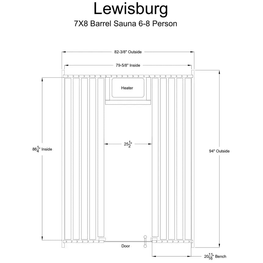 Almost Heaven 7′ x 8′ Lewisburg 6-person Cedar Barrel Sauna - Image 11