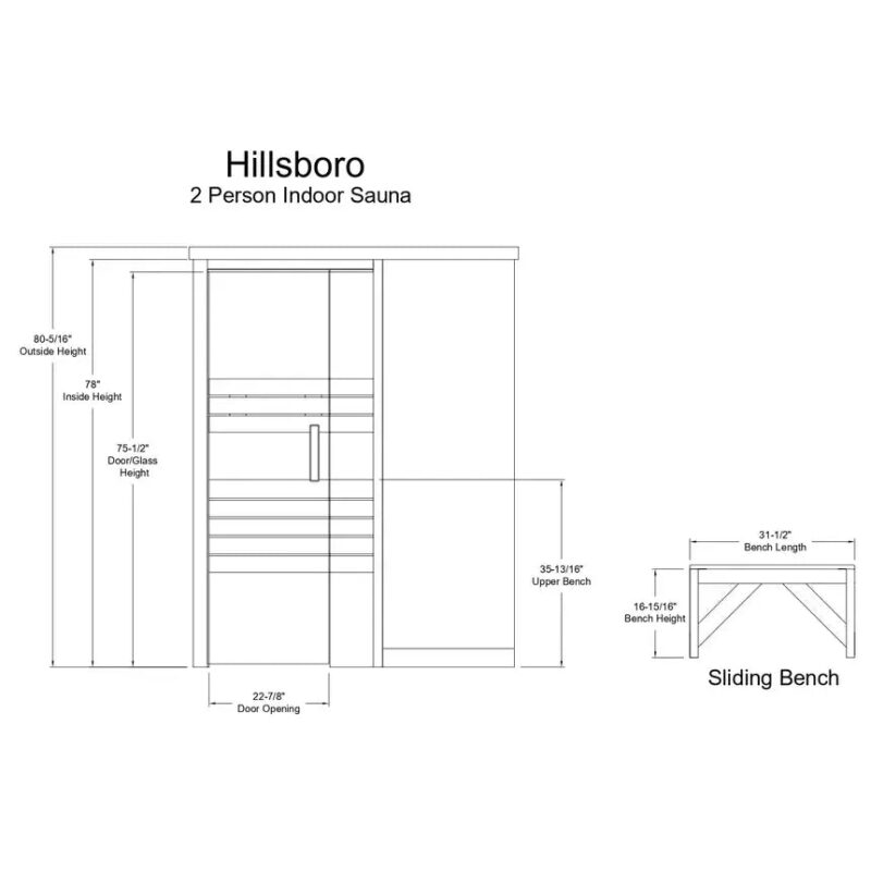 Almost Heaven Hillsboro 2-Person Prebuilt Sauna - Image 6