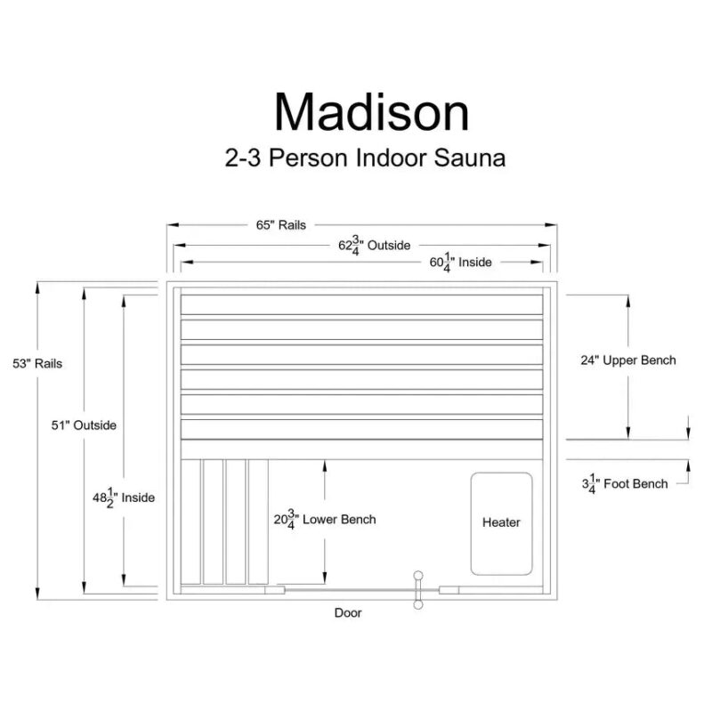 Almost Heaven Madison 2-3 Person Indoor Sauna - Image 7