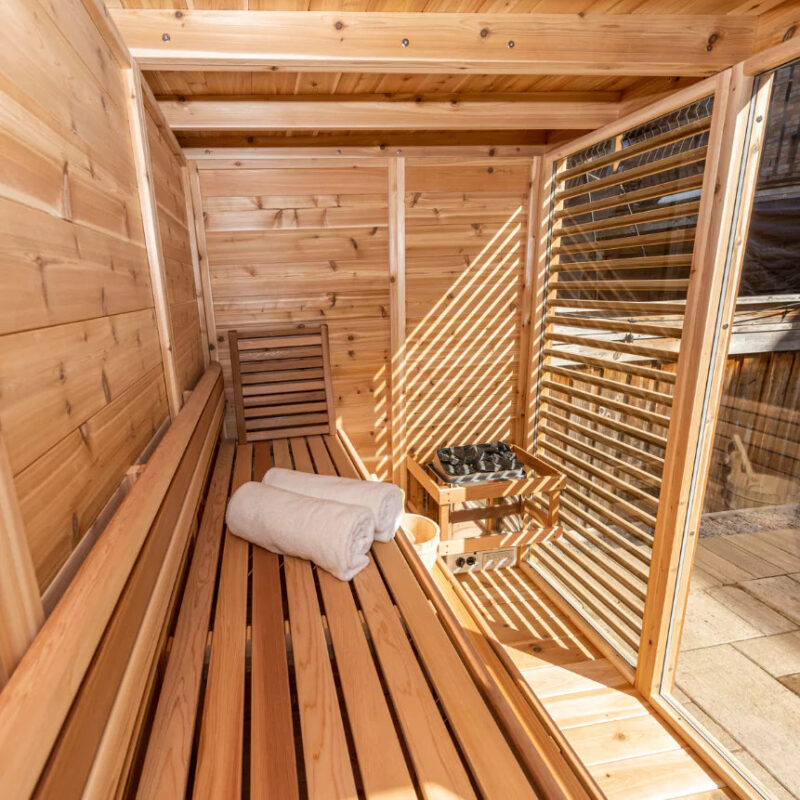 Dundalk Pure Cube CU582 Outdoor Sauna - Knotty Red Cedar - Image 8