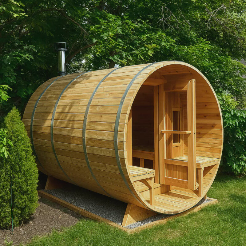Dundalk 7' x 8' Knotty Cedar Barrel Sauna - Image 9