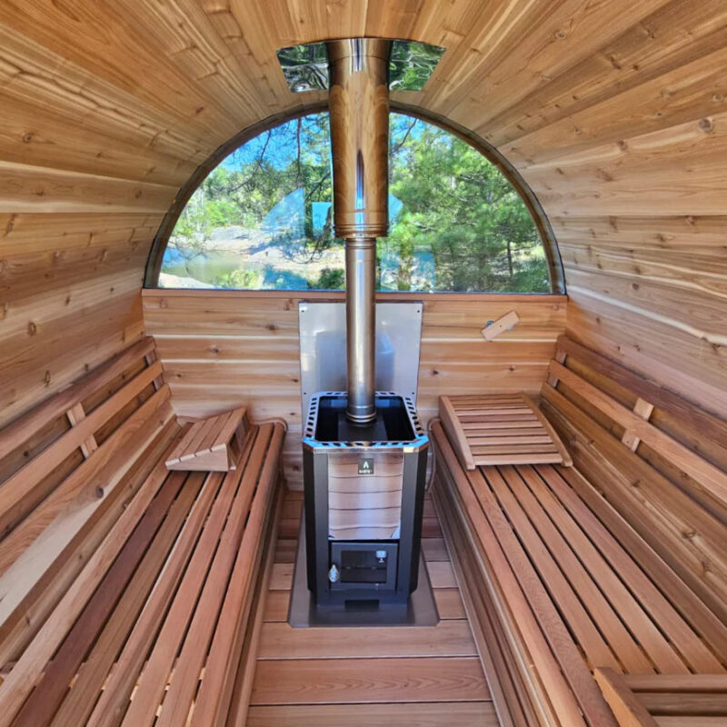 Dundalk 7' x 8' Knotty Cedar Barrel Sauna - Image 4