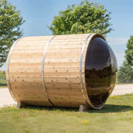 Dundalk 7′ x 8′ Panoramic Knotty Cedar Barrel Sauna